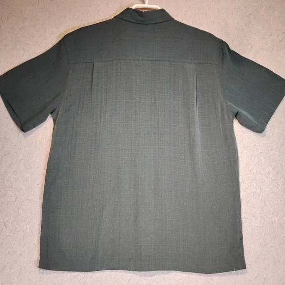 Denver Hayes Classic Fit Green/Gold Metallic Short Sleeve Shirt Size Medium - Picture 5 of 7